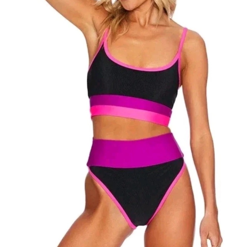 Beach Riot Black and Pink Bikini with Cutout Details
